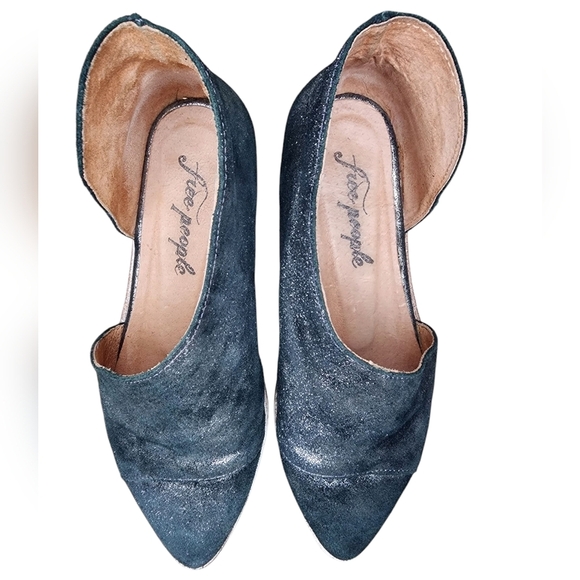 FREE PEOPLE Royale Flat metallic silver/black, size 36/5.5-6, boho chic - Picture 3 of 10